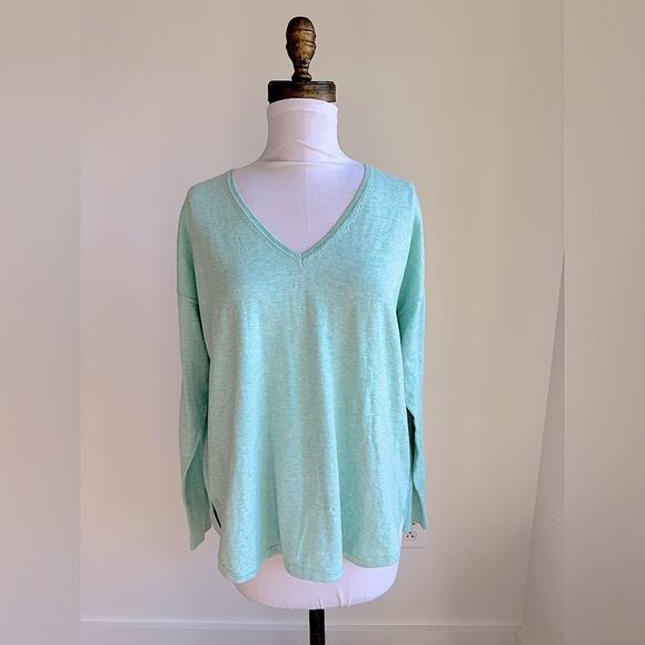 MARGARET O’LEARY SEAFOAM V-NECK SWEATER RELAXED PULLOVER SWEATER SMALL - Picture 1 of 8